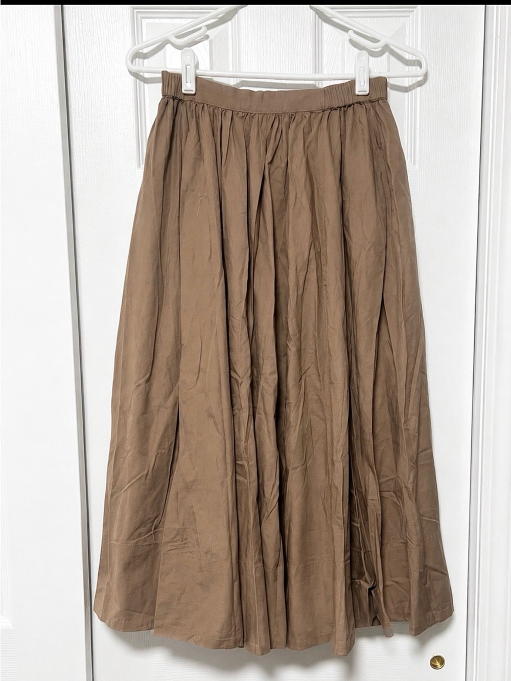 NWT Free People Lowen Midi Skirt Dusted Cocoa Brown Poplin A-Line Pockets